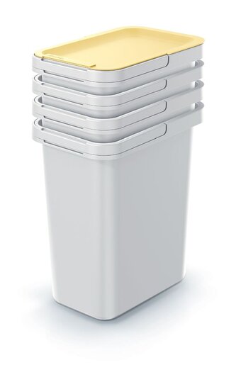 Odpadkový koš  SYSTEMA SET - objem: 4x12 l, barva: popelavě šedá