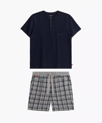 Piżama Atlantic NMP-380 kr/r S-3XL męska granatowy-szary S