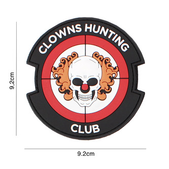 Gumová nášivka 101 Inc nápis Clown Hunting Club - červená