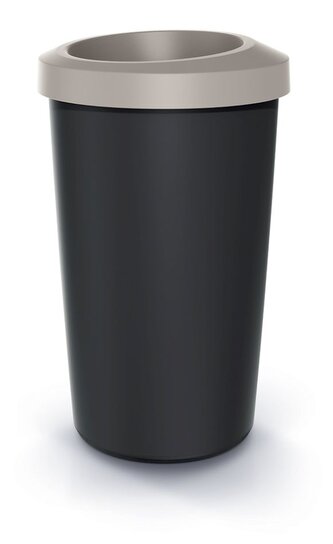 Odpadkový koš COMPACTA R DROP - objem: 35 l, barva: recykl.černá se světle hnědým  víkem