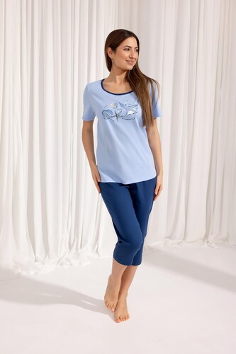 Piżama Regina 688 kr/r M-XL W25 damska niebieski M