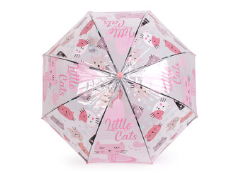 Dětský průhledný vystřelovací deštník kočky - 1 ks - růžová sv.