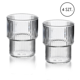 ELLA STRIPES Komplet 4 szklanek 320ml ze szkła borokrzemowego 8x7x9,7cm ELLA STRIPES Komplet 4 szklanek 320ml ze szkła borokrzemowego 8x7x9,7cm