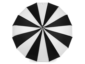 Dámský deštník pagoda s koženou rukojetí - 1 ks - 3 bílo-černá