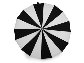 Dámský deštník pagoda s koženou rukojetí - 1 ks - 2 bílo-černá