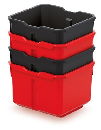 Sada 4 plastových boxů na nářadí X BLOCK BOX 157x140x210 mm - barva: černá/červená
