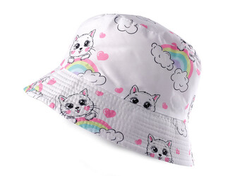 Dětský / dívčí letní klobouk kočky - 1 ks - 1 bílá
