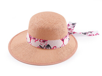 Dámský letní klobouk / slamák - 1 ks - 5 pudrová