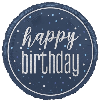 Foliový balonek Happy Birthday Blue Glitz, 45 cm