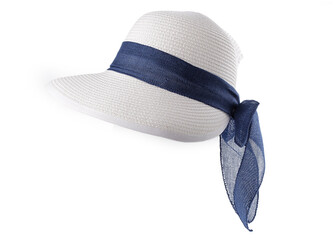 Dámský letní klobouk / slamák s mašlí - 1 ks - 2 bílá přírodní modrá tmavá