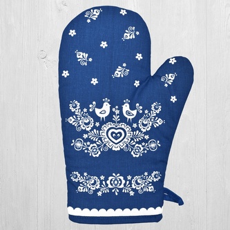 Chňapka kuchyňská, Folk podklad modrý