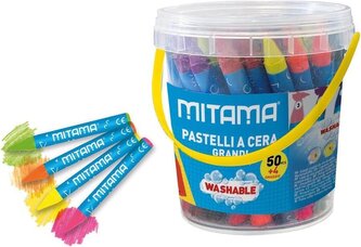 Voskovky, 54 barev, v plastovém kyblíku, MITAMA 62988