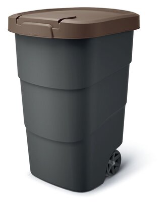 Zahradní nádoba s kolečky WHEELER - objem: 90 l, barva: antracit s hnědým víkem