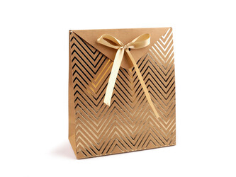 Dárková krabička s mašlí - 2 ks - 3 hnědá přírodní chevron