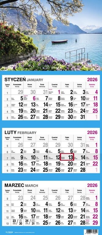 Kalendarz 2026 Trójdzielny Widok