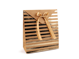 Dárková krabička s mašlí - 2 ks - 2 hnědá přírodní proužky