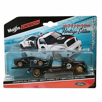 MAISTO 15108-19 Holownik+2017 Ford GT Heritage czarny 1:64