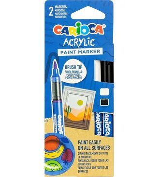 Markery akrylowe z pędzelkiem 2 kolory CARIOCA