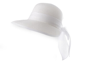 Dámský letní klobouk / slamák s mašlí - 1 ks - 1 bílá přírodní bílá