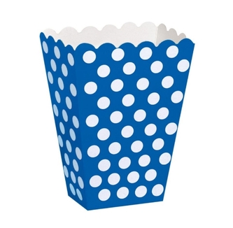Modré krabičky na popcorn s puntíky, 8 ks Modré krabičky na popcorn s puntíky, 8 ks