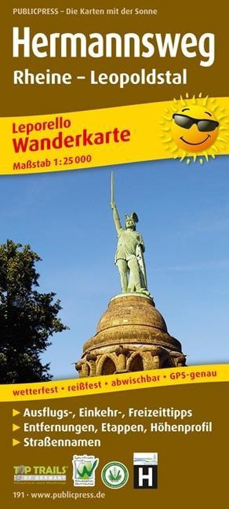 Wanderkarte Hermannsweg, Rheine - Leopoldstal 1 : 25 000