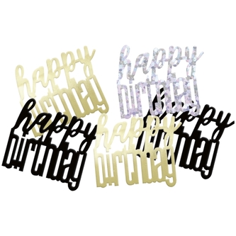 Narozeninové konfety Happy Birthday, černá, zlatá a stříbrná 14g