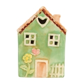 Keramický domeček LED, zelený 16,8 cm