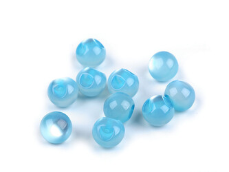 Perla k našití / knoflík kočičí oko Ø10 mm - 50 ks - 3 modrá světlá