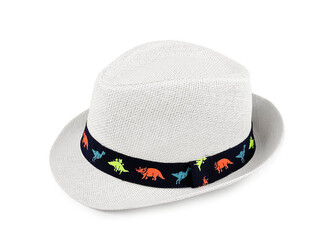 Dětský letní klobouk / slamák auta a dinosauři - 1 ks - 8 (vel. 50) bílá dinosaurus