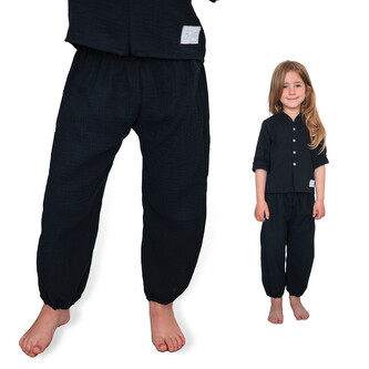 Dětské mušelínové kalhoty Luca Black; Barva: černá; Velikost: 122