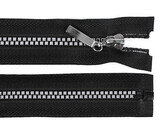 Kostěný zip No 5 délka 20 cm čtvercové zoubky - 25 ks - černá stříbrná