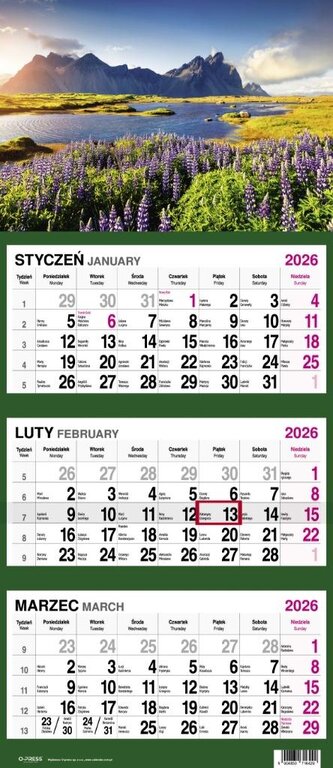 Kalendarz 2026 Trójdzielny Góry