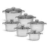 Sada nerezového nádobí pro indukci, hrnce s poklicemi – 12 ks