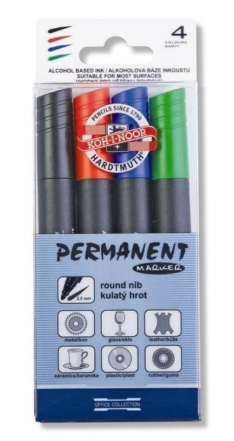 Marker permanentny 4 kolory ścięta końcówka