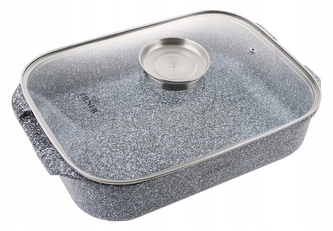 Pekáč s nepřilnavým mramorovým povrchem a skleněným víkem, objem 6 l