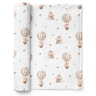 Luxusní osuška, plenka 110x110cm, bambusová, Veverky