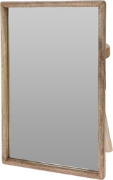 Hranaté zrcadlo v dřevěném rámu z mango dřeva, 60 cm