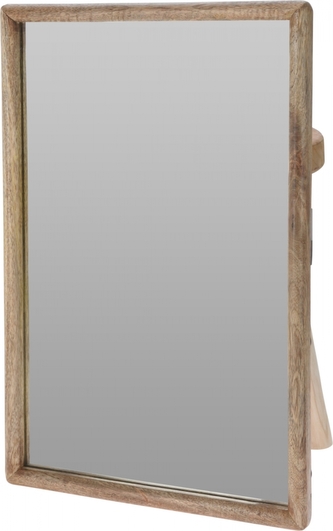 Hranaté zrcadlo v dřevěném rámu z mango dřeva, 60 cm