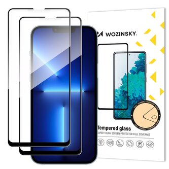 Wozinsky zestaw 2x super wytrzymałe szkło hartowane Full Glue na cały ekran z ramką Case Friendly iPhone 16e, iPhone 14, iPhone 13 Pro / iPhone 13 czarny