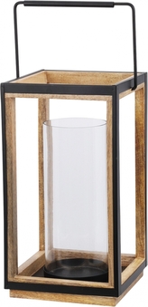 Lucerna kov/mango dřevo, 33,5 cm