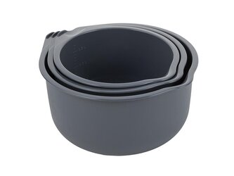 SADA PLASTOVÝCH MISEK. 3KS 17CM 19CM 22CM TMAVĚ ŠEDÁ -BENOVÁ MISKA