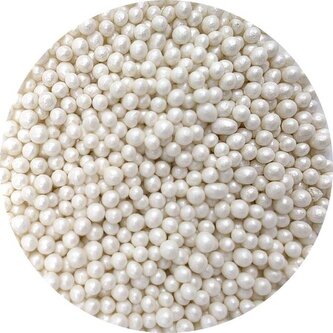 Cukrovo-rýžové perly bílé perleťové 5mm 80g - I LOVE CAKES