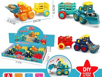 Stavební vozidlo s přívěsem 20x8,5x8,5cm,displej 6ks; 48,5 x 29 x 8,5 cm