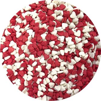Cukrové zdobení Červeno-bílé srdce 80g - I LOVE CAKES