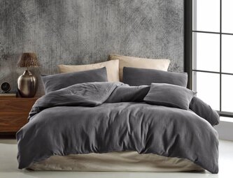 Francouzské mušelínové povlečení 200x200, 70x90cm tmavě šedé