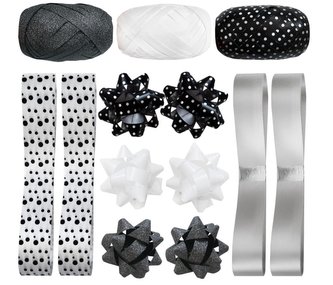 Zestaw do pakowania z rozetkami biało-czarny