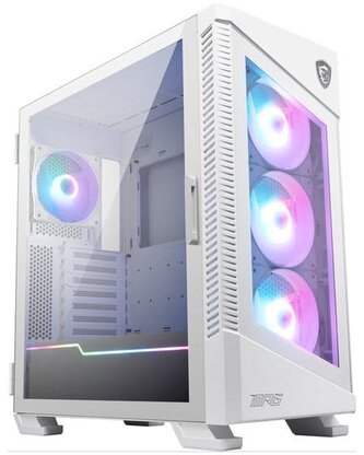 MSI skříň MPG VELOX 100R WHITE bez zdroje levé temperované sklo 4x ARGB 120 mm fan 1x USB3.1 Type-C 2x USB3.0 bílá