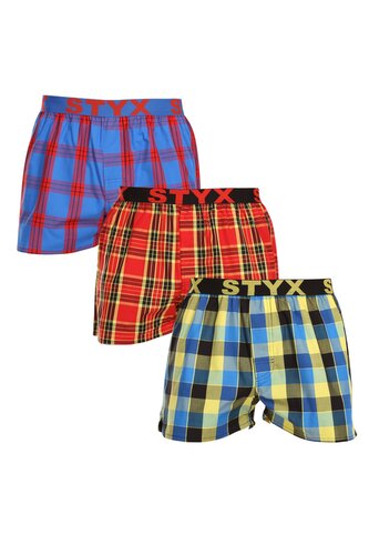 3PACK pánské trenky Styx sportovní guma vícebarevné (3B11456) L