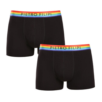 2PACK pánské boxerky Pietro Filipi černé rainbow (2PBG1) XL