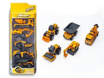 Sada 5 stavebních vozidel 1:64, kov; 29,5x11x4,5cm, W/B